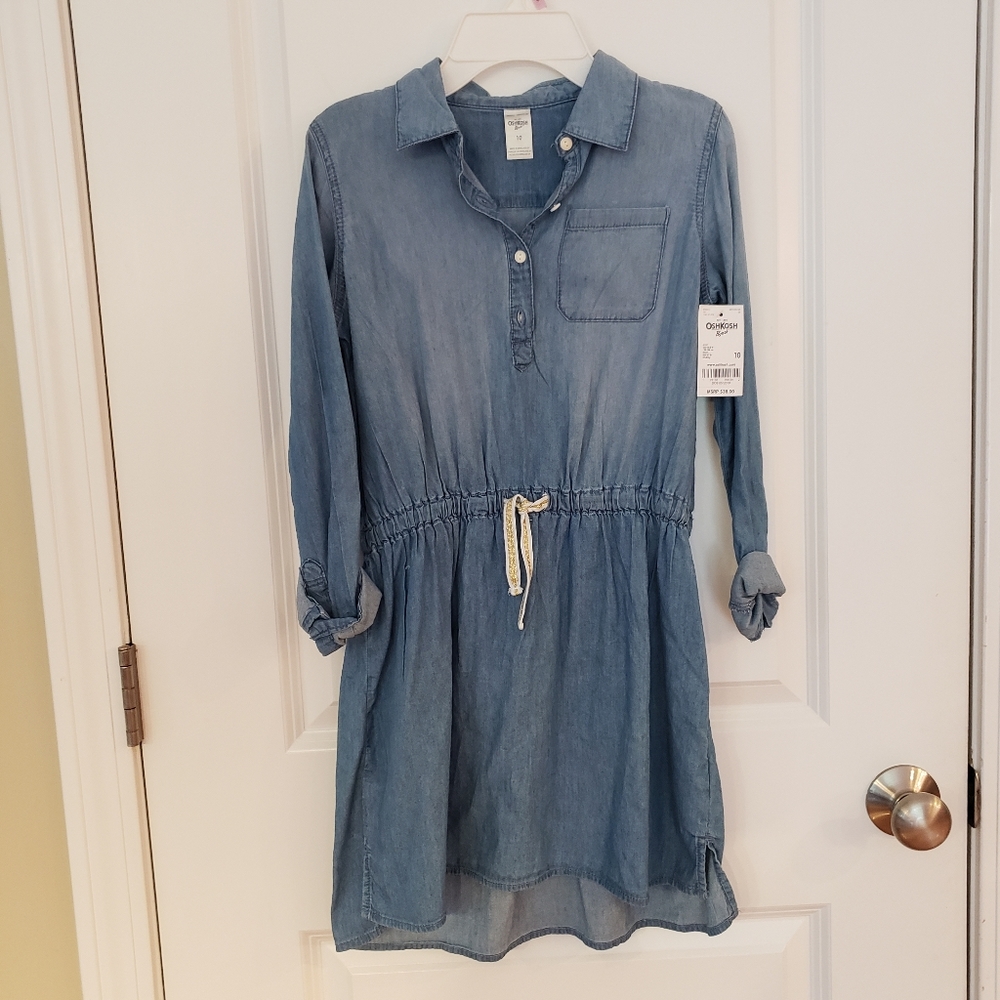 Osh Josh Girls denim dress, size 10, new with tags